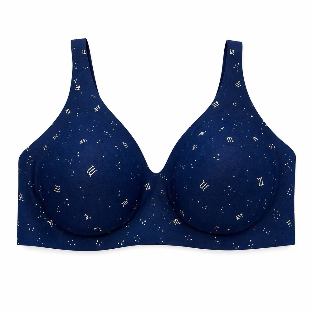 Knix Revolution V-Neck Wireless Bra M+ 34D/DD/E Navy Blue Scorpio Zodiac NWT